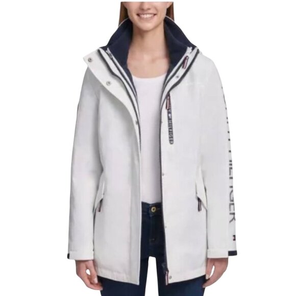 Tommy Hilfiger Women's 3 in 1 All Weather System Hooded Jacket Medium - Picture 2 of 12